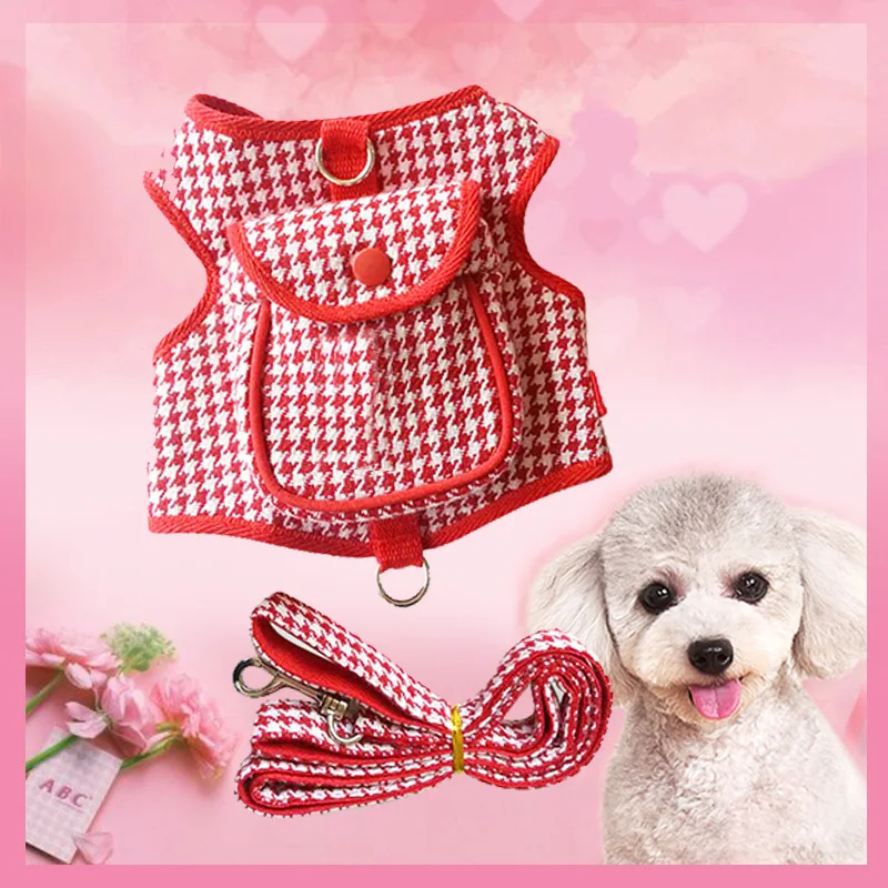 

2021 New Pet Dog Traction Rope Ventilation Mesh Vest Cat Traction Rope Small Dog Adjustable Split Chest Strap Supplies