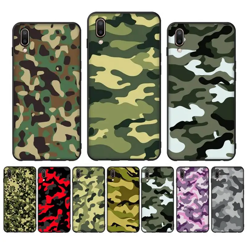 

Army Green Camouflage Phone Case Case For Oppo Reno Realme C3 6Pro Cover For vivo Y91C Y17 Y19