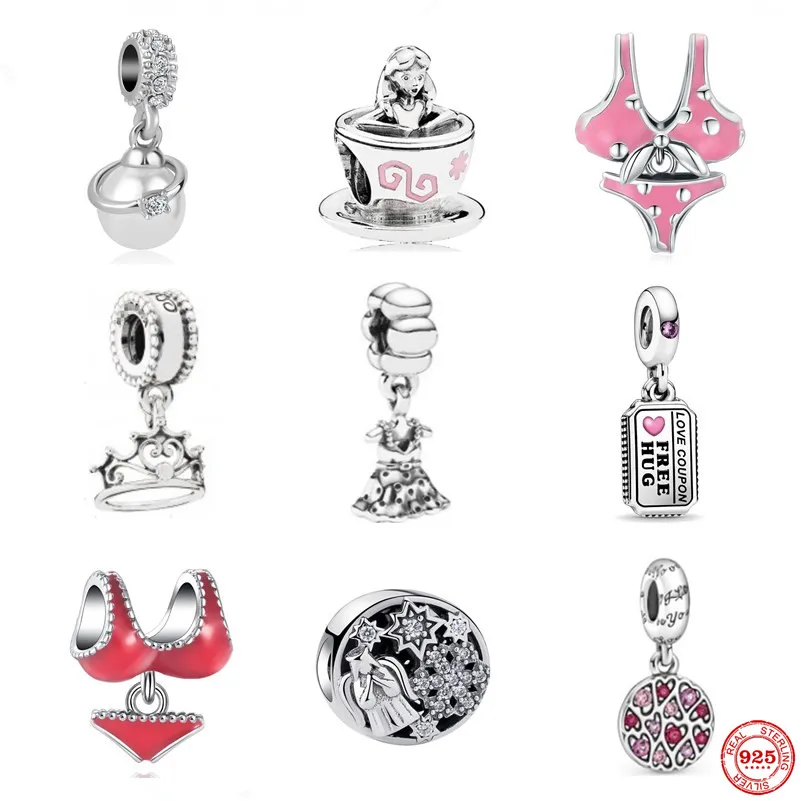 Женский браслет из серебра 925 пробы с кулоном в виде короны и юбки ангела |