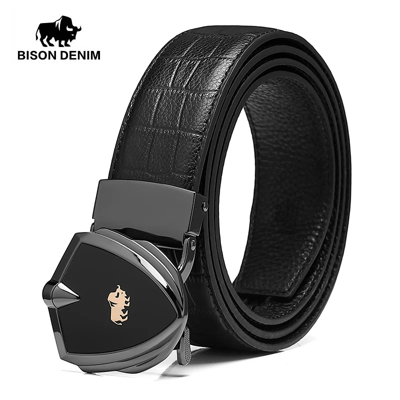 Мужской ремень из натуральной кожи BISON DENIM роскошный коровьей с автоматической