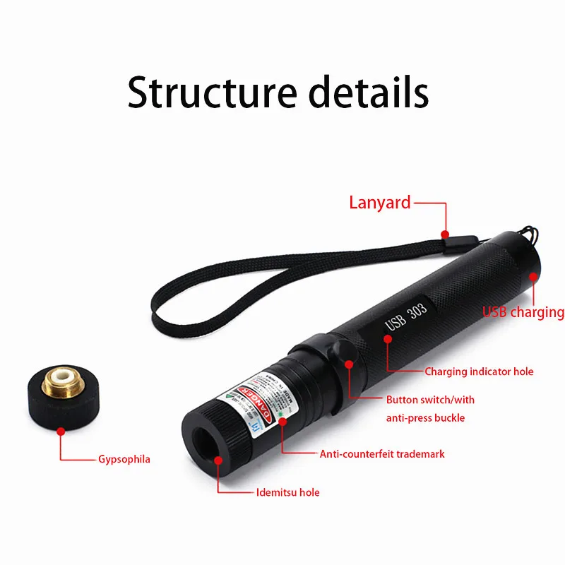 Мощный зеленый/красный лазер USB встроенный аккумулятор лазерный обзор 500 1000 м 5