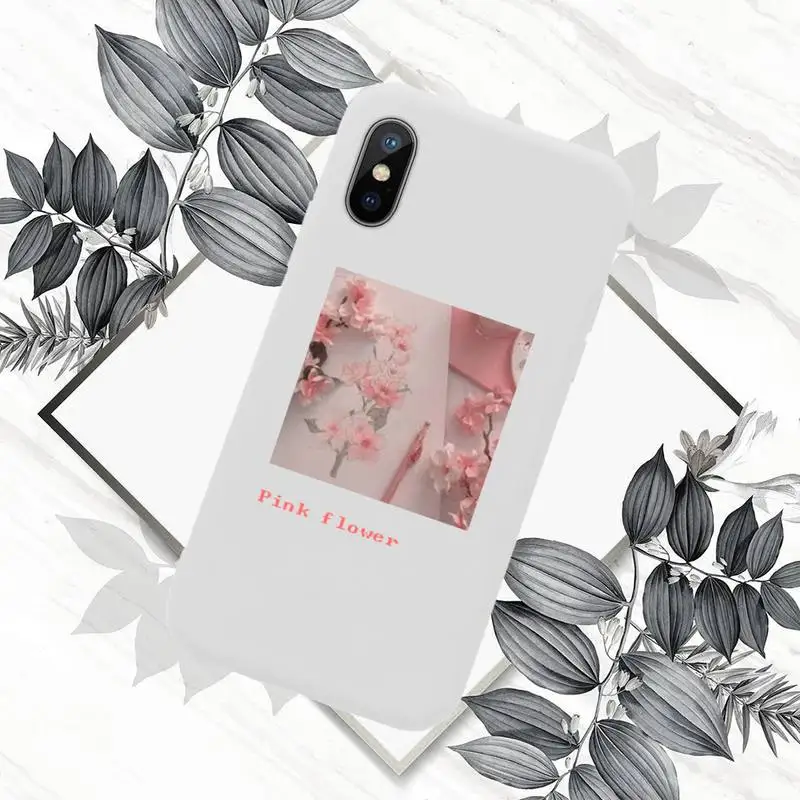 

Flower Summer Pink Phone Case White Candy Color for iPhone 11 12 mini pro XS MAX 8 7 6 6S Plus X SE 2020 XR
