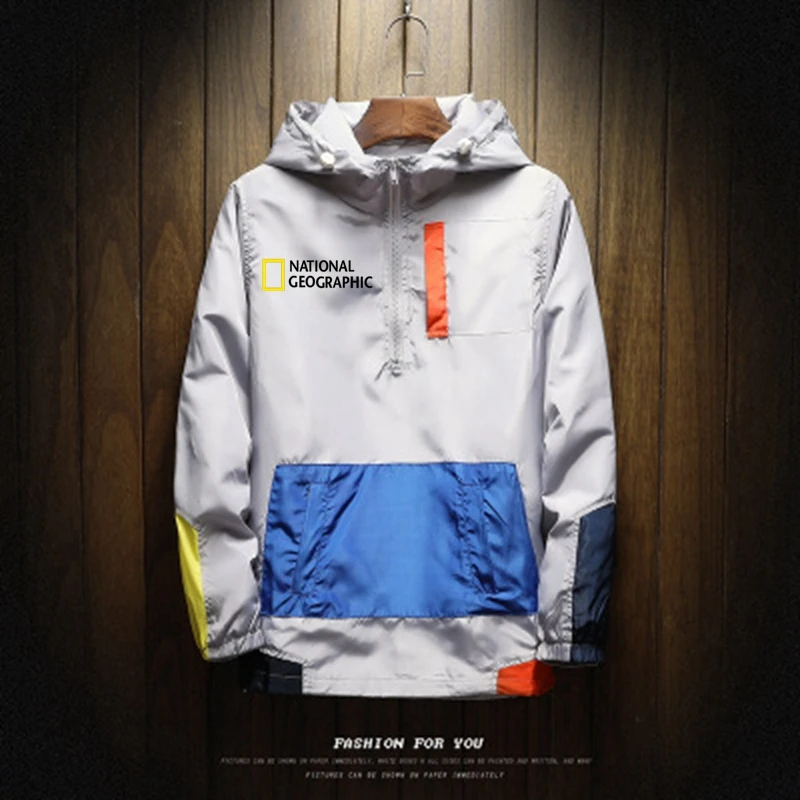 

2021 new spring and autumn men's jacket zipper casual hooded bomber jacket fashion patchwork windbreaker jacket men's coat cloth
