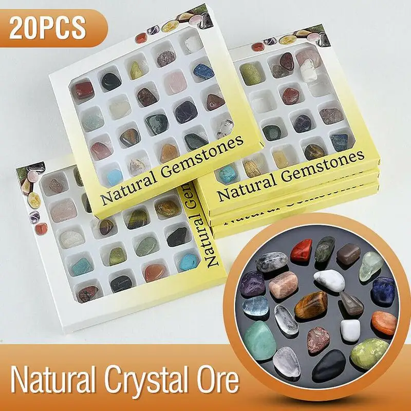 

New product natural crystal ore specimens 20 kinds school natural materials of teaching For primary early gems mixed geogra B9Q0
