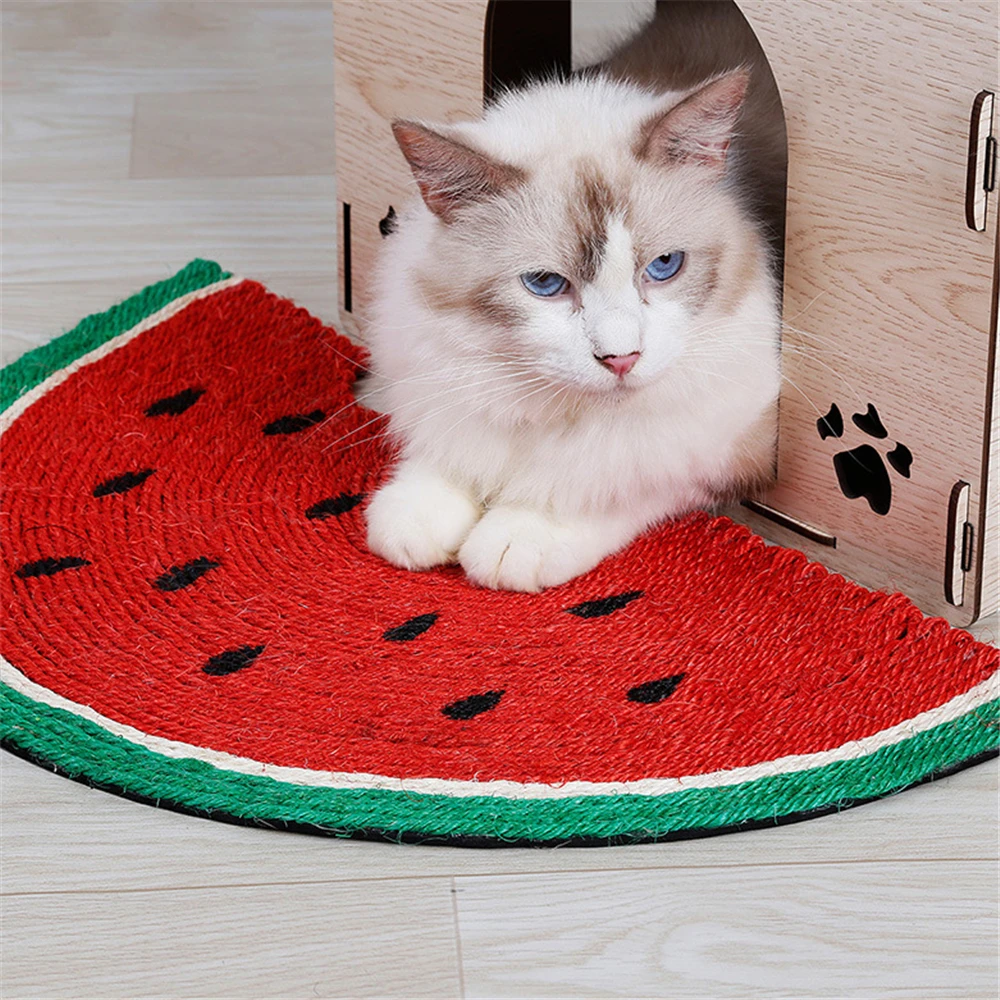 Шлифовальный коготь натуральный коврик из сизаля для кошки наполовину арбузный