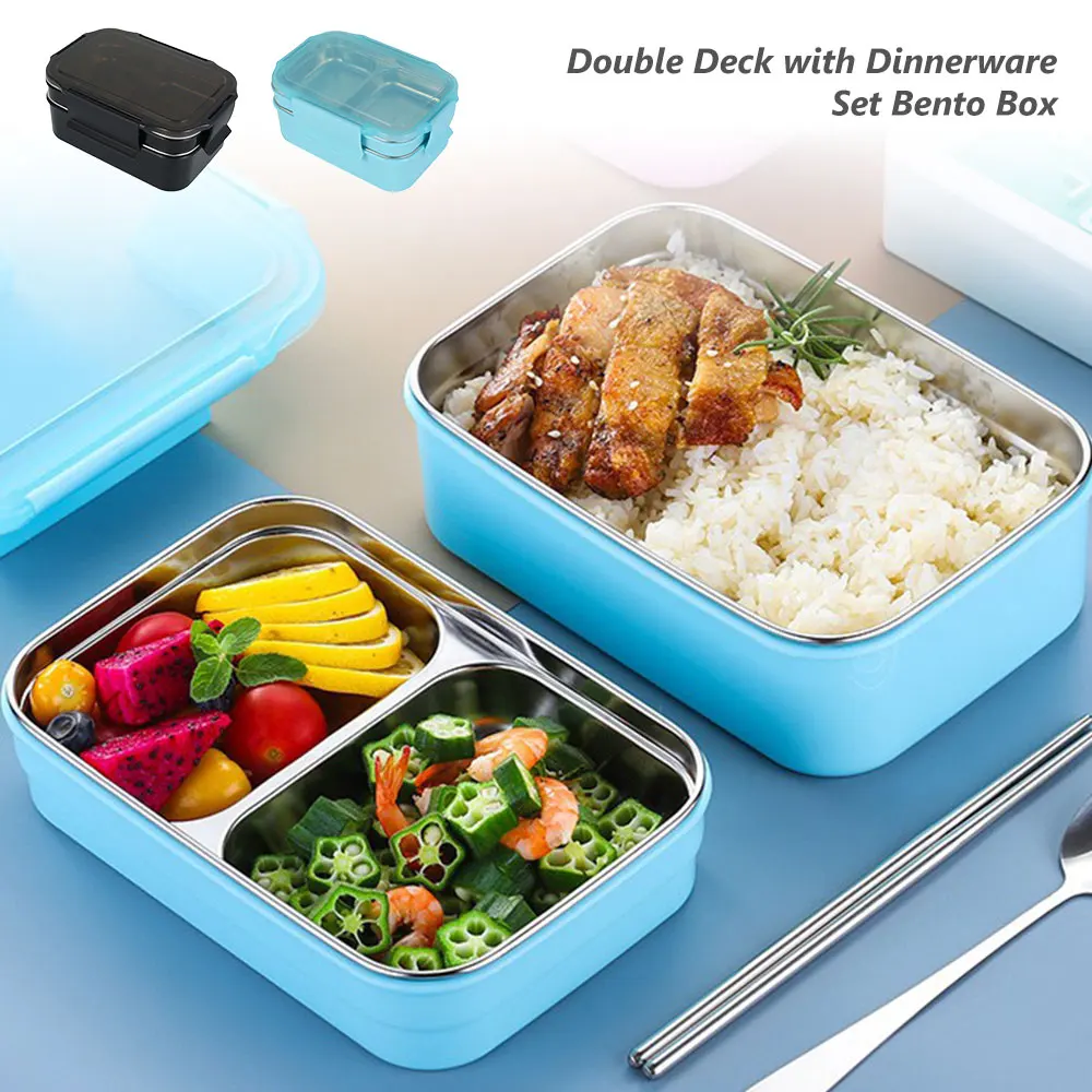 

Leak-proof Lunch Box Double Deck Bento Box Food Storage Organizer