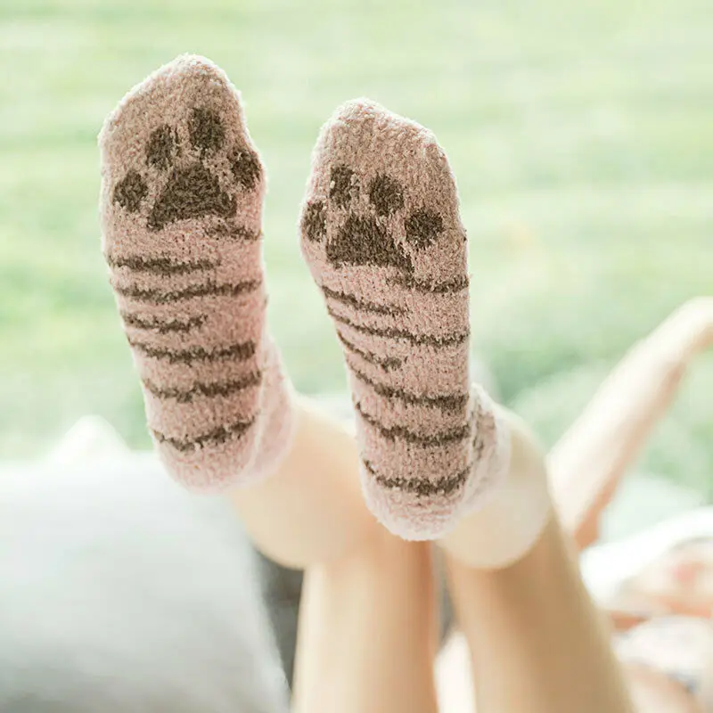 Горячие женские повседневные носки пушистые теплые тапочки милые с изображением