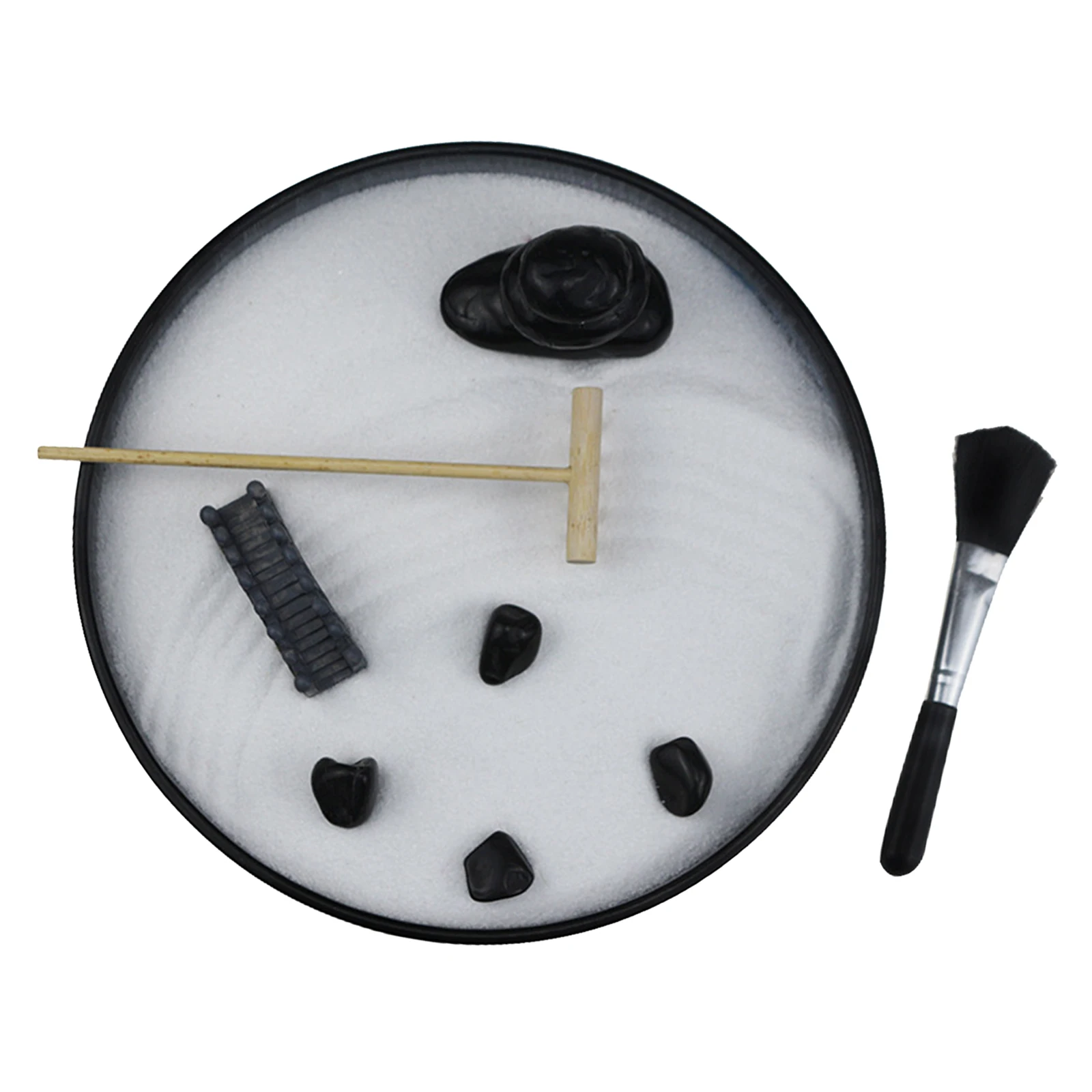 

Домашний офис настольный мини дзен сад ландшафт песчаный фон с камнями грабли мост песочный ящик для снятия стресса Релаксация