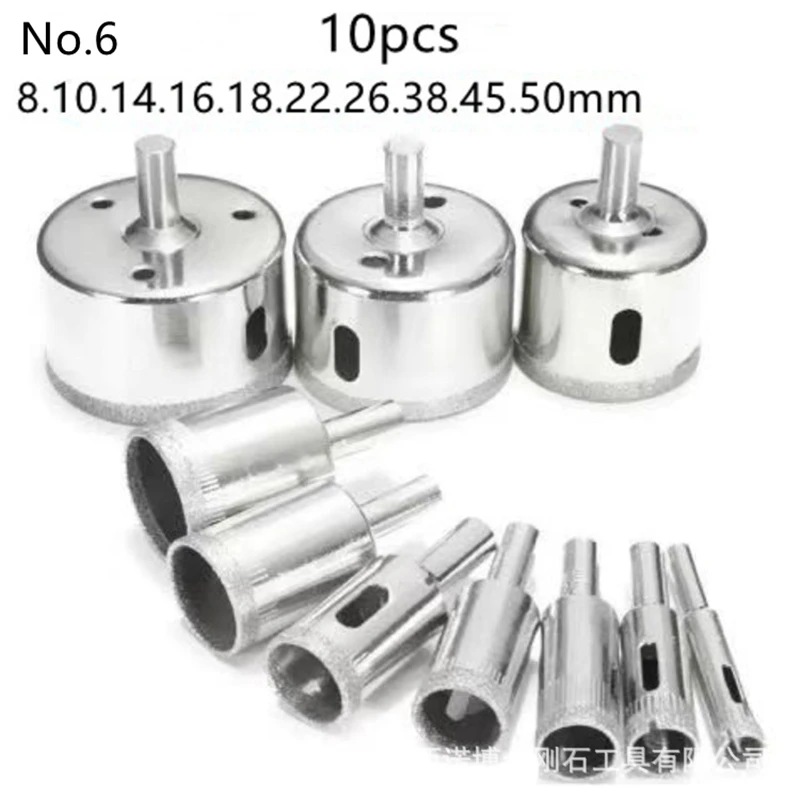 

10pcs Diamond Coated Drill Bit 3-50mm for Tile Marble Glass Ceramic Hole Saw Drill Diamond Core Bit