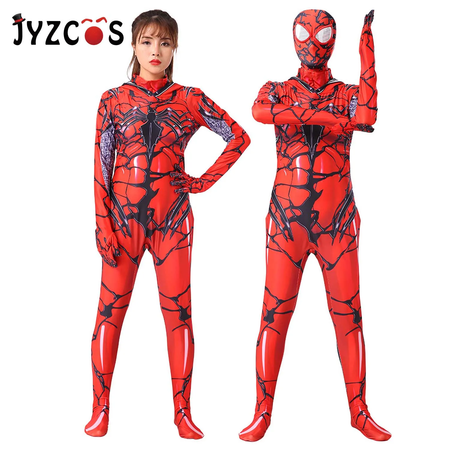 JYZCOS Venom красная накидка Человек-паук одежда для косплея костюм аниме колготки
