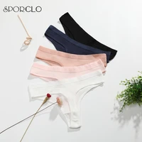 sporclo 1 piece 8 colors sexy thongs for women girls low waist g string panties stretchable cotton underwear plain soft briefs