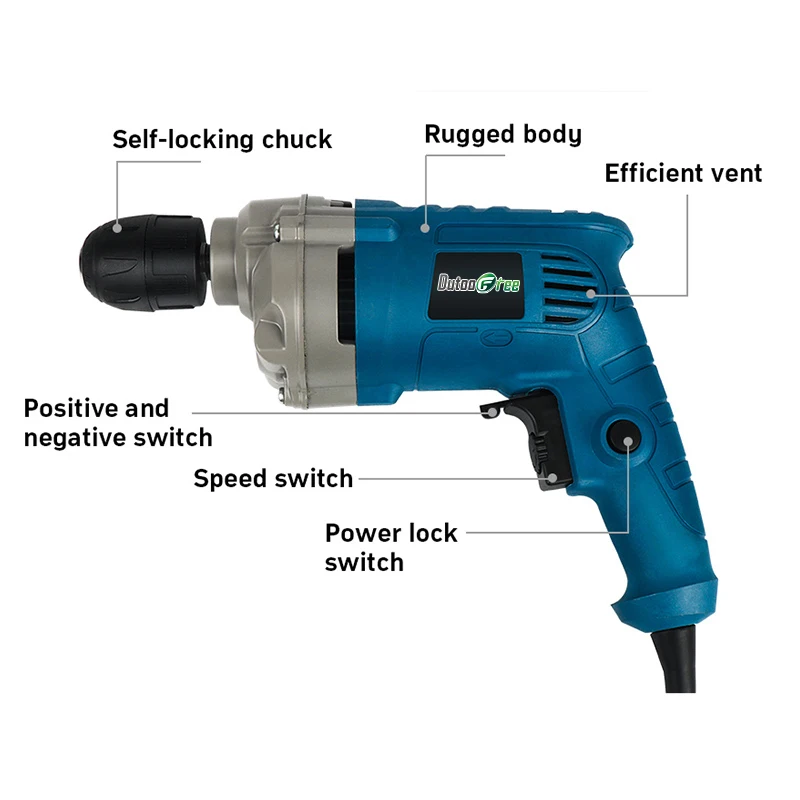 Высокомощная ручная дрель с регулировкой скорости US/EU промышленная
