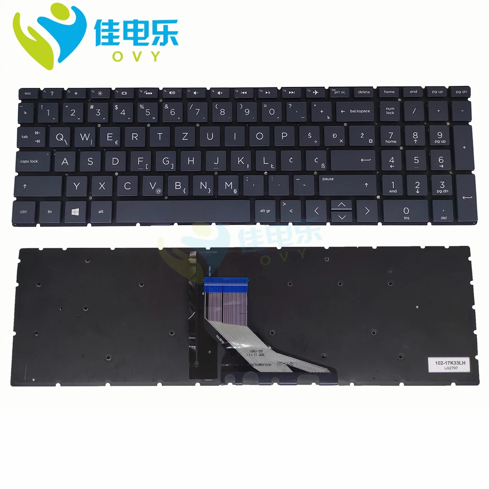 

SV Backlit keyboard for HP Pavilion 15 DA DA0012DX 15-DB 15-DB0047WM TPN-C135 TPN-C136 Croatian black laptops KB HPM17K3 7J1910