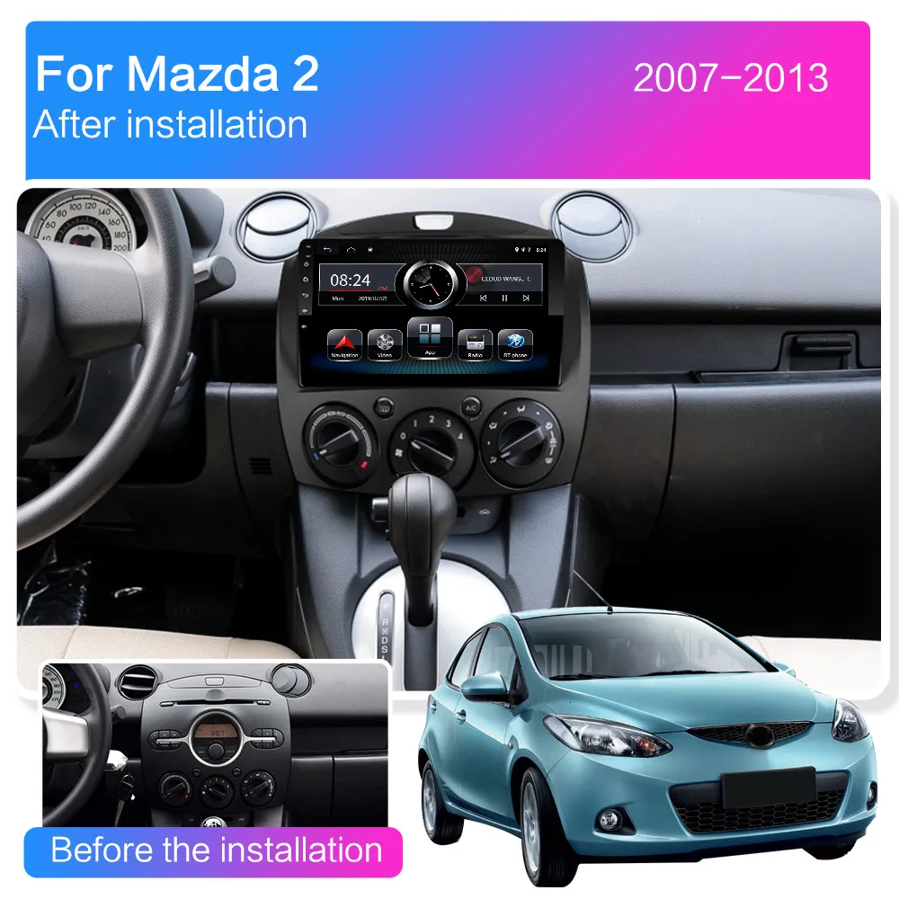 Android 9,0 автомобильный gps-навигатор для Mazda 2 Jinxiang DE Third generatio 2007 2008 2009 2010 2011- Автомобильный Радио мультимедийный плеер