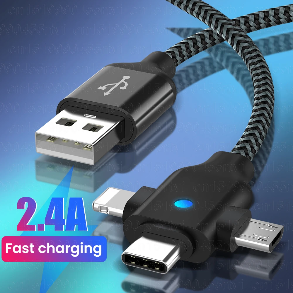 Cable USB de Datos 3 en 1 para Celular, Dispositivo de Carga...