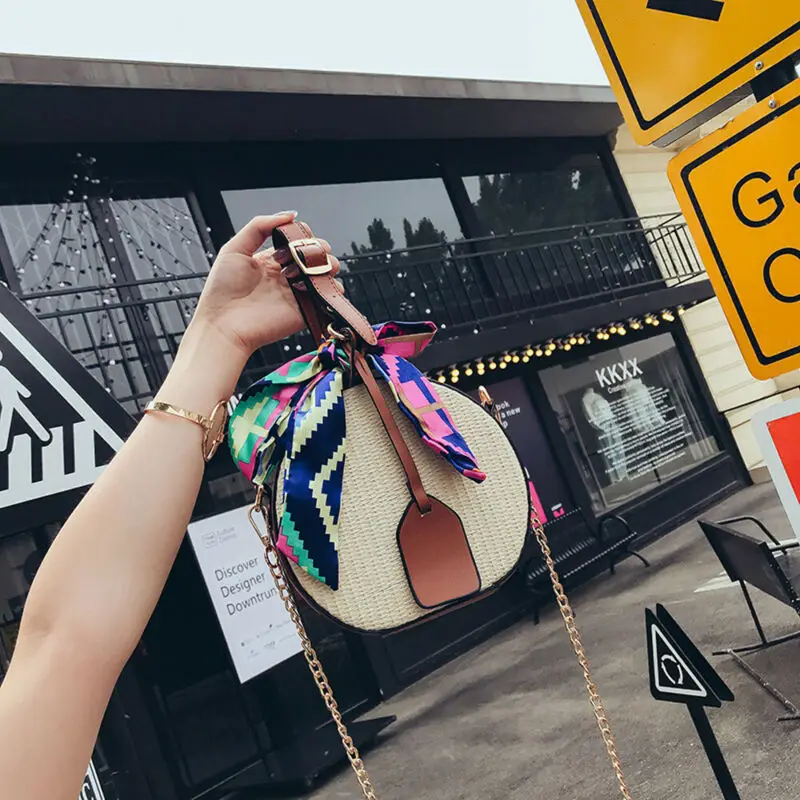 2019 Новая женская плетеная Сумка из ротанга соломенная сумка на плечо для Леди