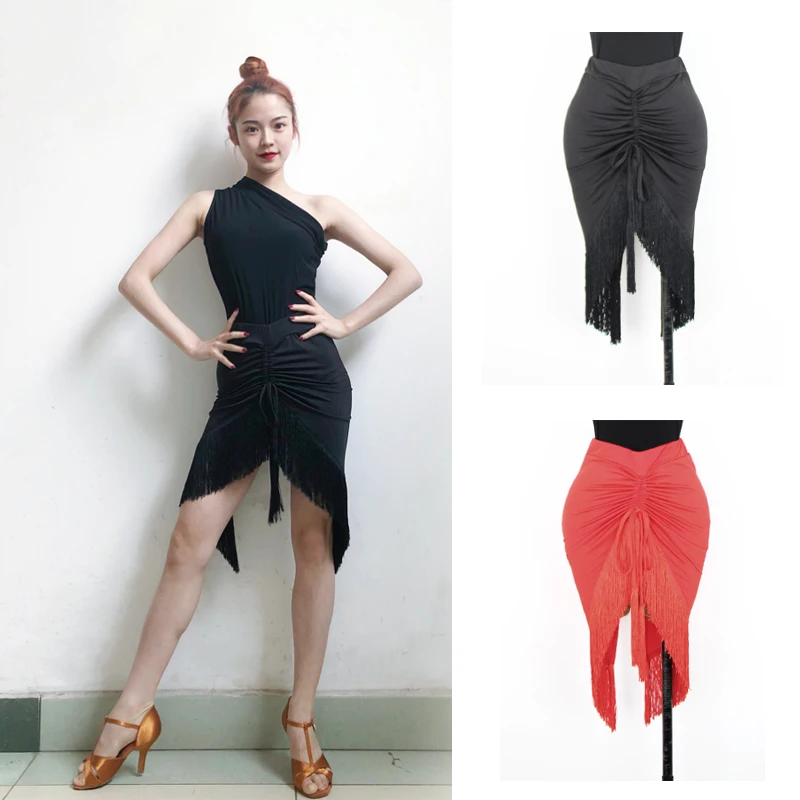 Женские костюмы для латиноамериканских танцев юбка средней длины с черной