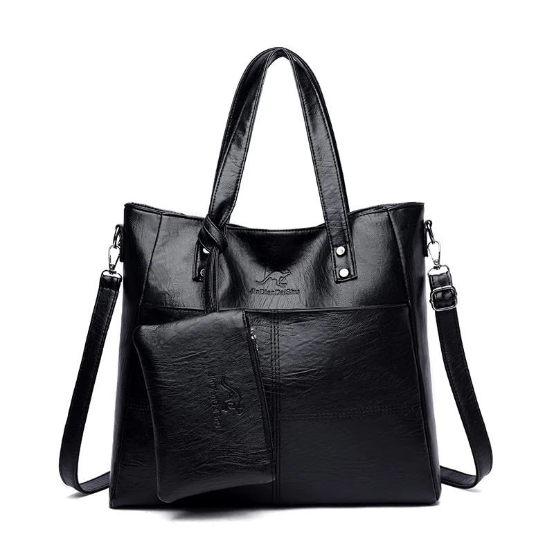 

Сумка на плечо женская кожаная, повседневный саквояж кросс-боди, роскошный брендовый большой тоут, 2 предмета