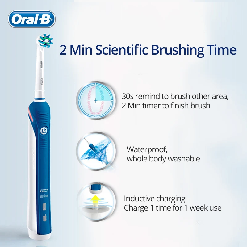 Oral B Ультразвуковая электрическая зубная щетка Pro4000 3D Smart Tooth отбеливающая