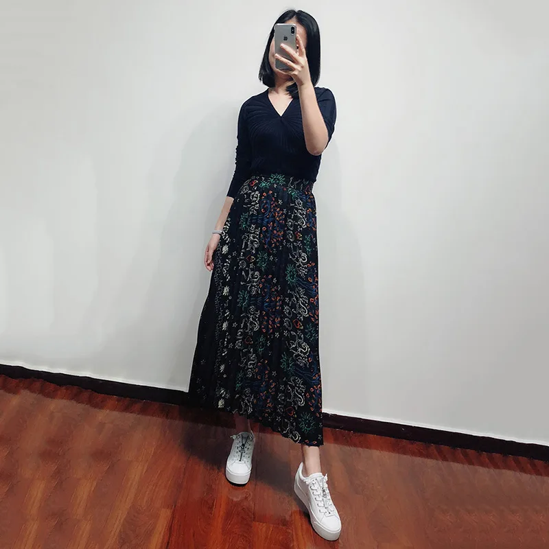 Patads French style skirt spring and summer elegant mid length pleated skirt intellectual maturity j4280h