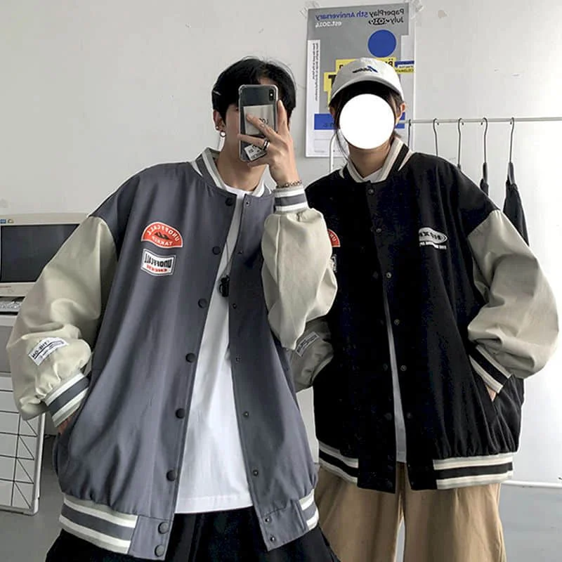 

Мужская куртка, Мужская теплая осенняя куртка, Корейская версия свободного покроя, красивая универсальная спортивная бейсбольная форма дл...