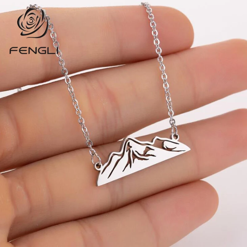 FENGLI винтажное ожерелье из нержавеющей стали снежные горные Альпы для женщин и