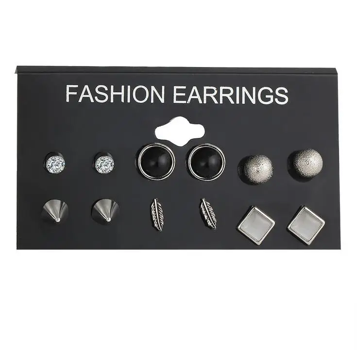 Набор минималистичных смешанных небольших сережек простые геометрические