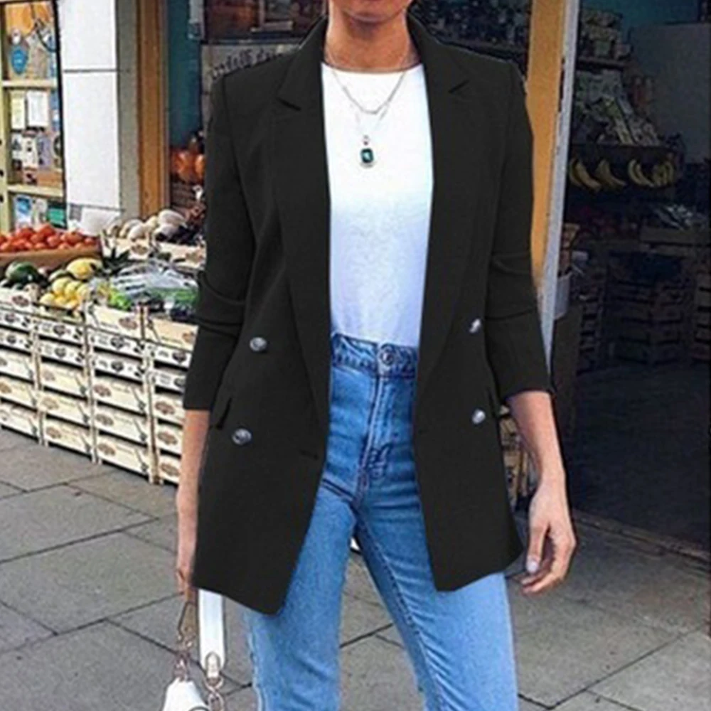 Женские осенние блейзеры 2020 новые модные двубортные облегающие Женский