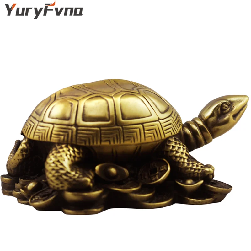 YuryFvna китайская латунная Статуэтка черепахи ручной работы статуя животного домашнее декоративное украшение коллекционный подарок