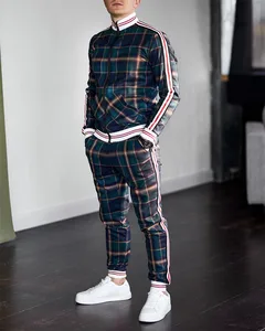 men's tracksuit spring autumn fashion Plaid tracksuit casual two piece set men's sports suit men's clothing men sets 10 item image