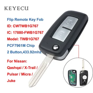 Автомобильный Брелок дистанционного управления с ключом Keyecu с 2 кнопками, чип PCF7961M 433,92 МГц для Nissan Qashqai,X-Trail,Pulsar,Micra,Juke, CWTWB1G767