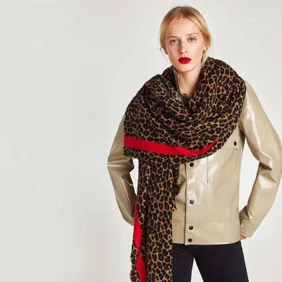 Leopard Роскошные леопардовые шарфы для женщин, высокое качество, шарф из искусственного кашемира, зимнее пончо, Женская шаль из пашмины, Женский палантин - Цвет: Leopard