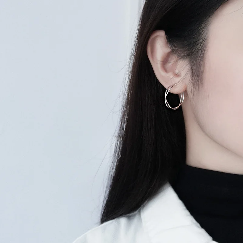 

Twisted hoop circle earrings in sterling silver 925, Dainty Minimalist earring, Modern18k Gold Plated jewelry, Gift For Her