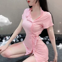japanese sexy doctor uniform sex nurse dress with hat t pants pink women maid lingerie plus size costume fetish erotic cosplay