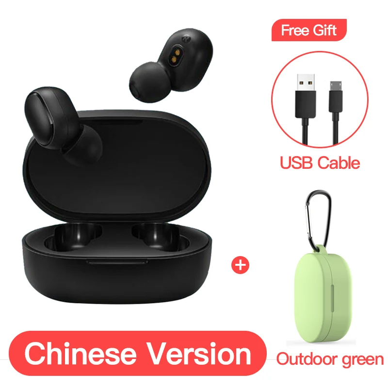 Xiaomi Redmi Airdots глобальная версия Опциональные TWS наушники стерео беспроводной шумоподавление с микрофоном громкой связи AI Bluetooth 5,0 - Цвет: CN add outdoor green