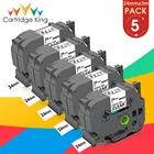 5PK 24 мм  Совместимость с Brother STe151 STe 151 черный на прозрачном для Brother P-touch 