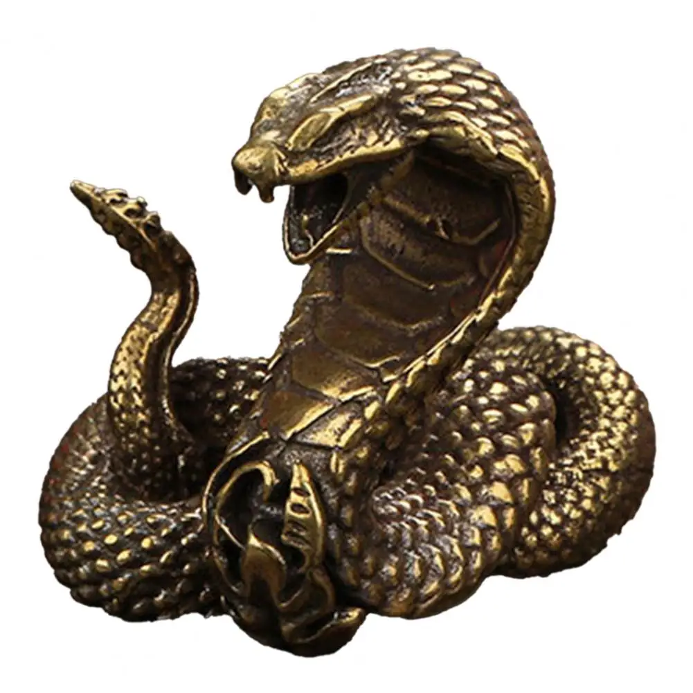 Миниатюрная Медная настольная Статуэтка со змеиным знаком зодиака Кобра | Дом и
