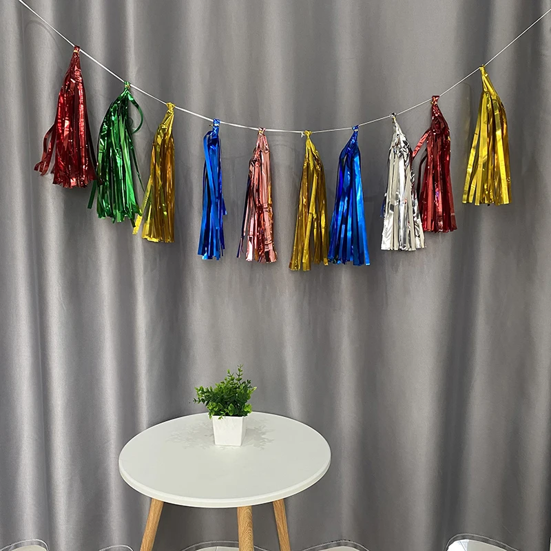 

Aluminum Foil Tassel Birthday Party Decoration Festival Wedding Anniversary Decoration Supplies Scene Layout Gold Silver Tassel