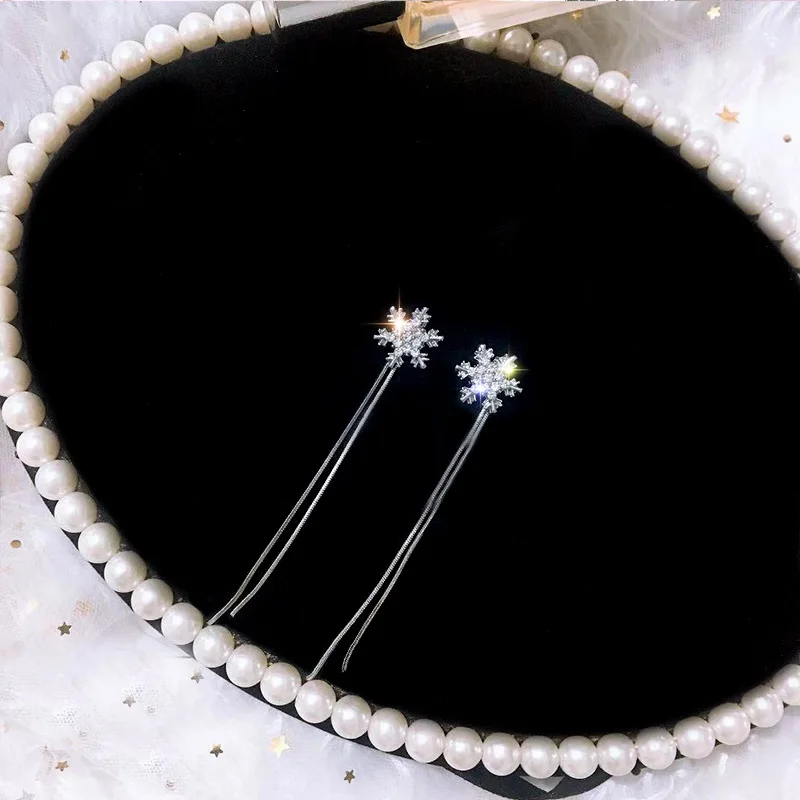 Мода Снежинка длинные серьги с кисточками для женщин искусственный жемчуг