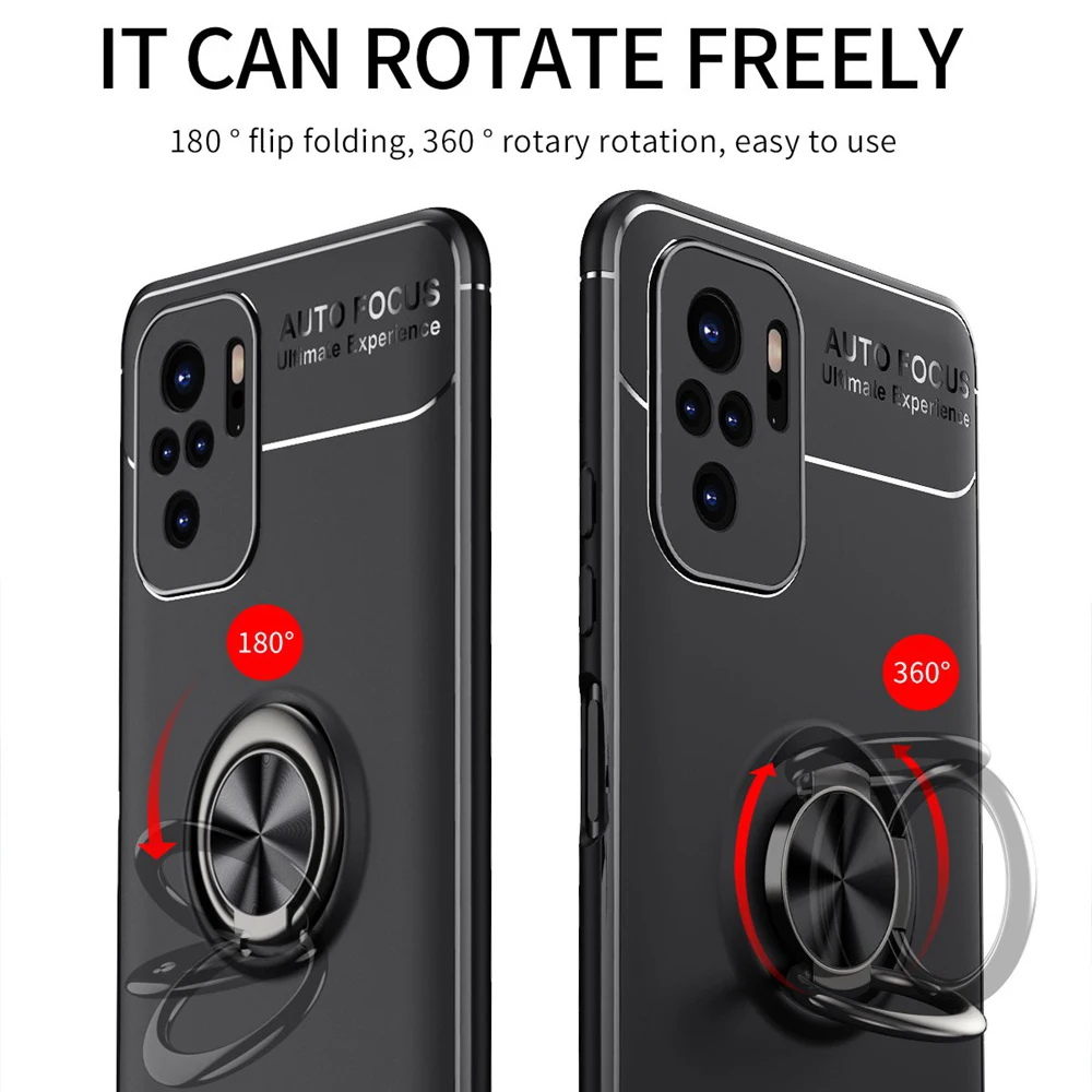 KEYSION Shockproof Phone Case for Redmi Note 10 10 Pro 5G Silicone Ring Stand Phone back cover for Xiaomi Redmi Note 10 Pro Max
