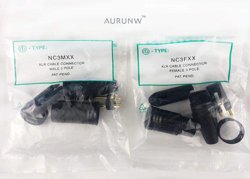 AURUNW 60PCS/lot brand new FOR NEUTRIK connector 30PCS NC3MXX & 30PCS NC3FXX Male & femelle3PIN XLR Connecteur avec
