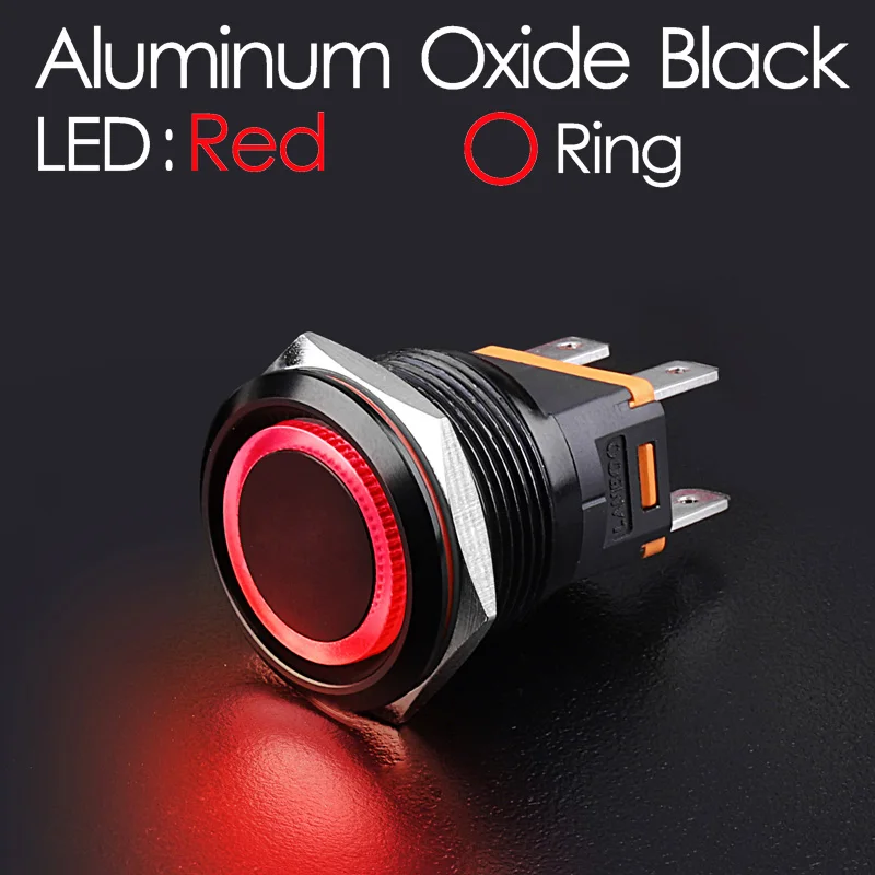 Black Red Ring LANBOO сверхмощный 12 в 24 в 110 В 220 В 15а высокий ток водонепроницаемый IP67 мощный Выключатель без фиксации кнопочный переключатель - Цвет: Black Red Ring