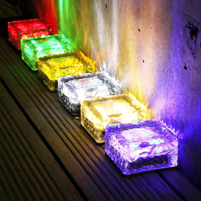 

Outdoor Decorations Solar Lawn Garden Lights Decorative Brick Ice Cube LED Light for Pathway Driveway Lanscape Backyard Patio