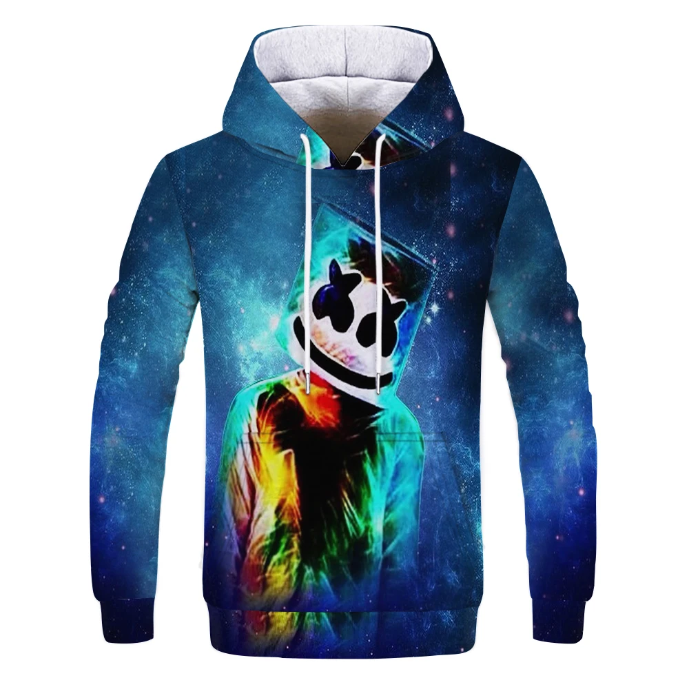 

2021 new autumn and winter fashion men's hoodie 3D printing nightclub DJ theme pattern, oversized loose and warm clothing
