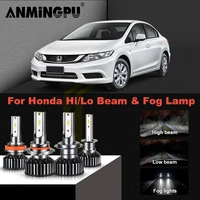 led headlight for honda civic cr v fr v led hilo beam led headlight kit canbus bulbs fog light 50w 12000lm 1991 2021