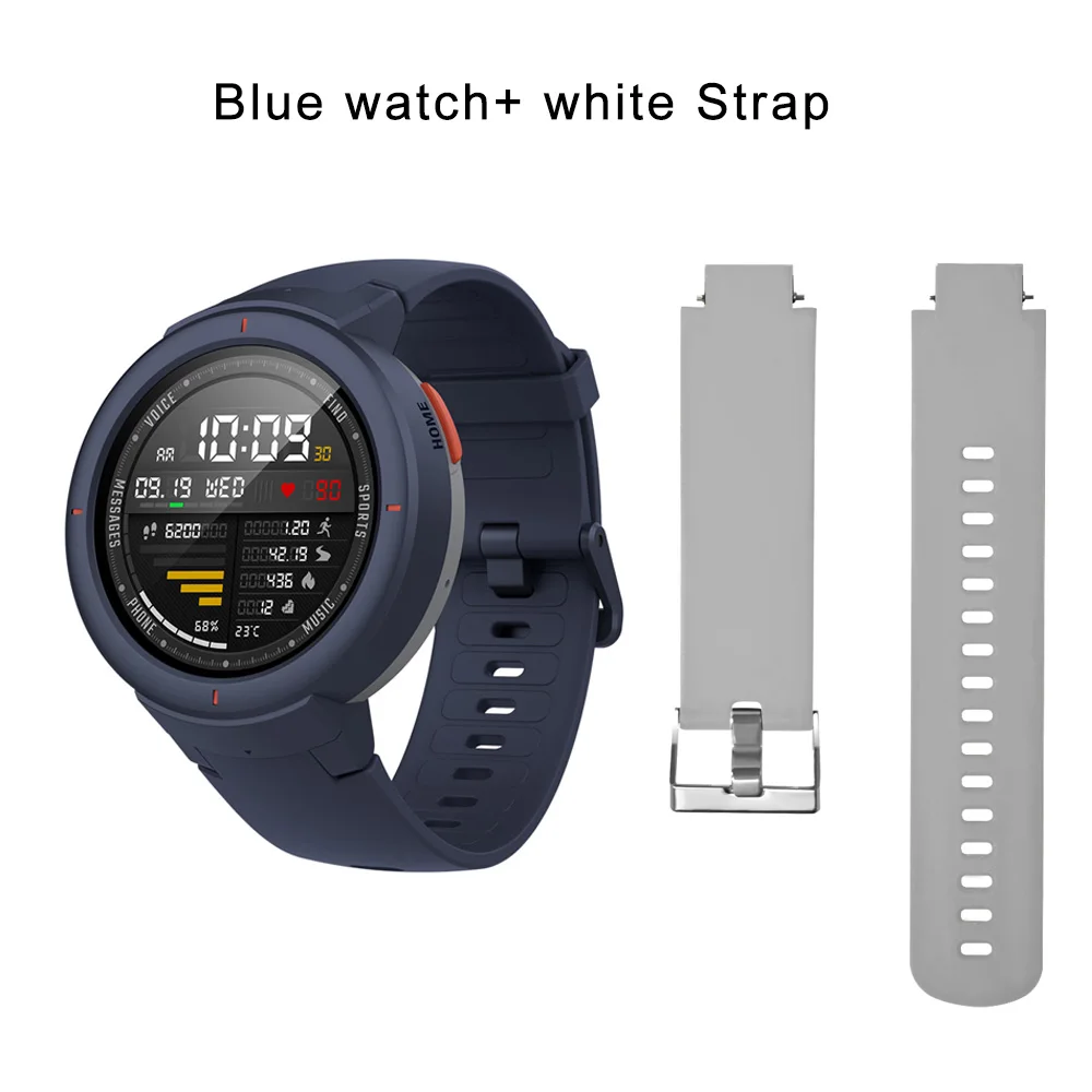 Глобальная версия Hua mi AMAZFIT Verge 3 gps умные часы IP68 AMOLED экран ответ на звонки умные часы мульти спортивные для mi 8 - Цвет: Blue add whitestrap