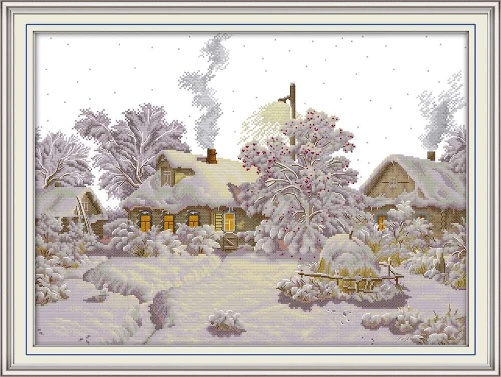 Winter Village DMC Counted Chinese Cross Stitch Kits Printed Cross-Stitch Set Embroidery Needlework | Дом и сад