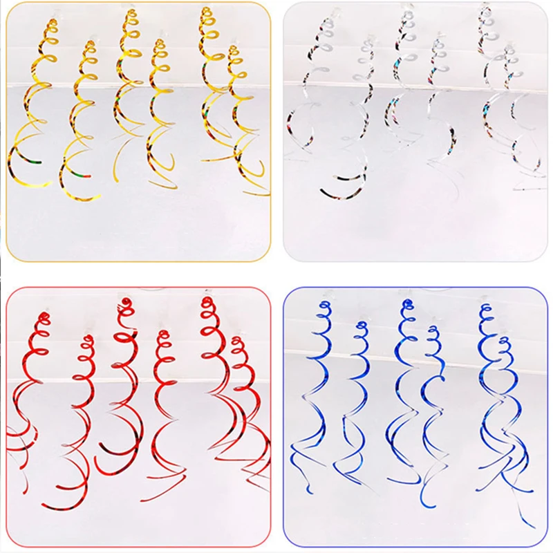 

6PCS/Pack Multicolor Sparkling Spiral Decorative Wedding Ribbon Streamer Ribbon Decoration For Halloween Christmas Party