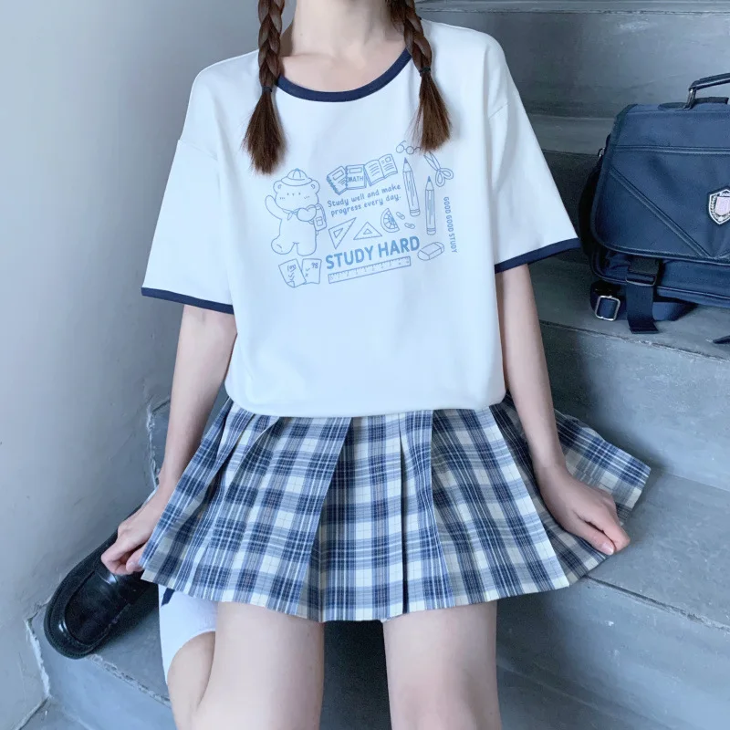 

Футболка женская с коротким рукавом реглан, стильная мягкая Свободная рубашка с японским мультяшным принтом, топ на лето