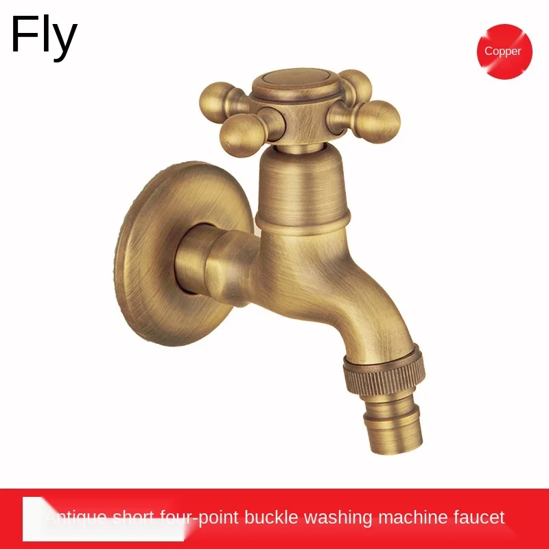 

Washing Machine Faucet Retro Copper Quick Open Single Cold Faucet One-Switch Two-Way Dual-Purpose Supercharged Water Faucet